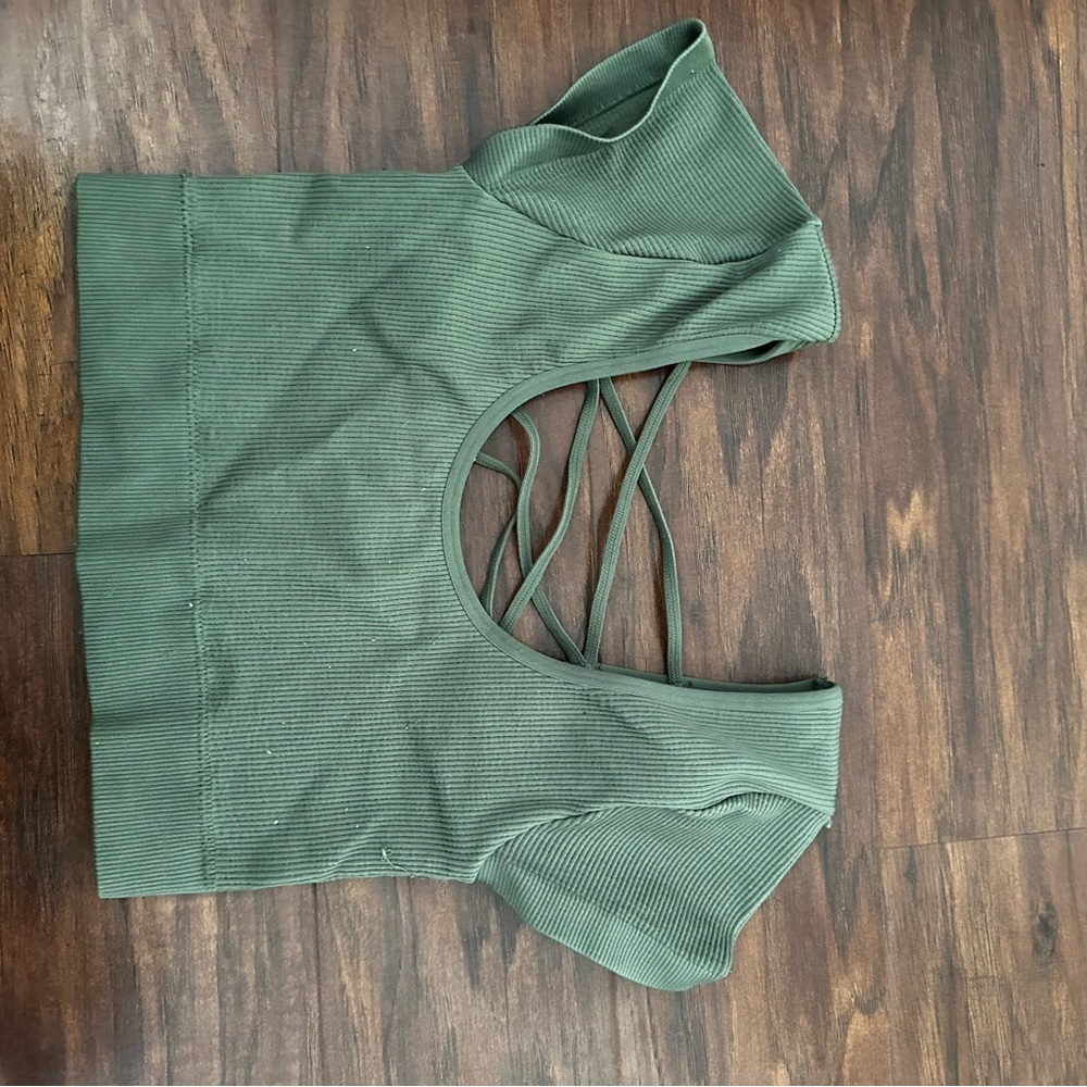 Aerie Green Sleeveless Bodysuit with Cut Out Back